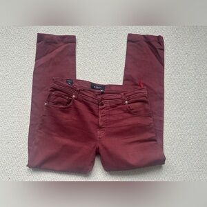 Kiton Napoli Burgundy Luxury Denim Jeans – Size 38 – Italian Tailored Fit –